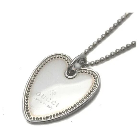 GUCCI Sterling Silver "Heart Tag" Logo Pendant - Picture 1 of 6